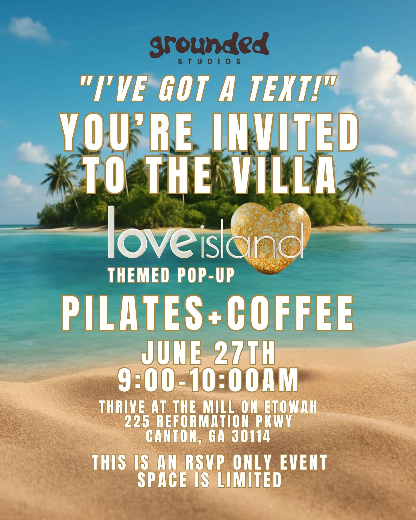 Pilates & Coffee event flyer — Grounded Studios ATL